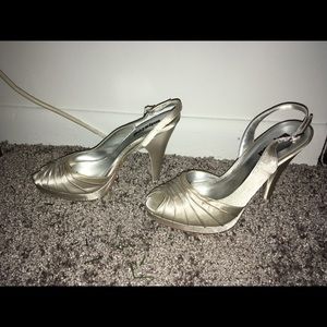 Satin silver Heels